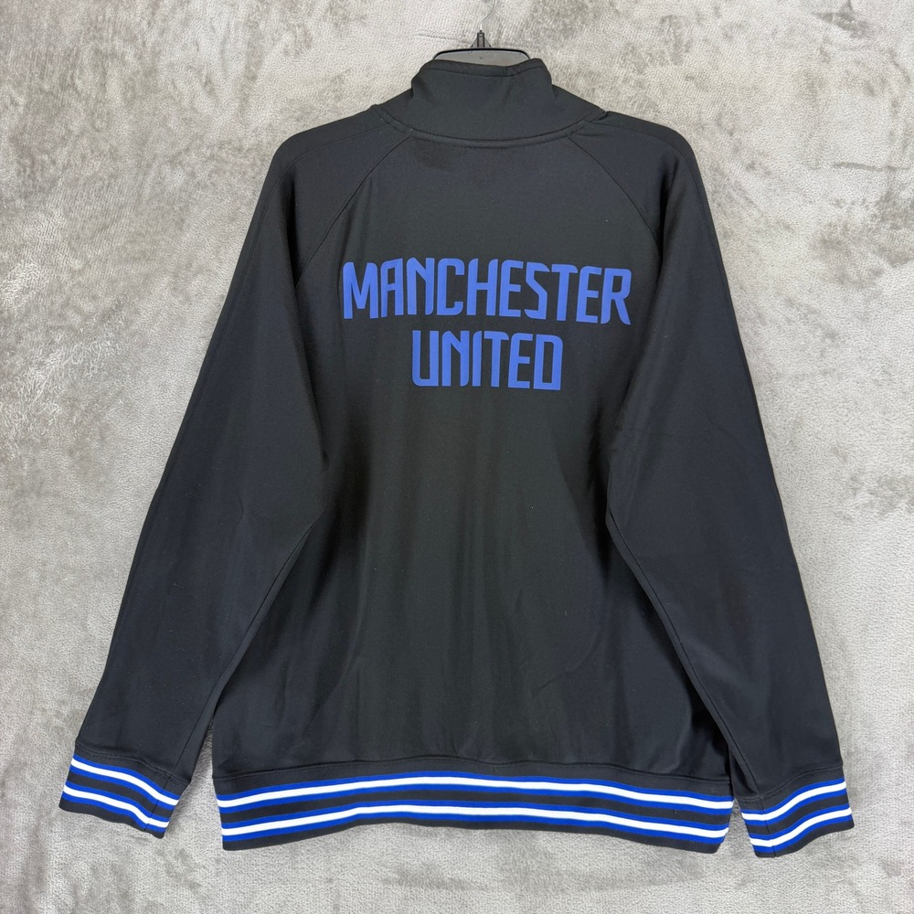 Manchester United Nike Track Jacket Mens XL Black Premier League Soccer EUC
